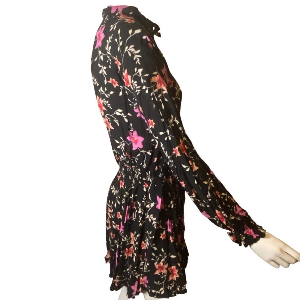 NWT Free People XS Lighten Up Floral Mini Dress Black Pink - Picture 6 of 13